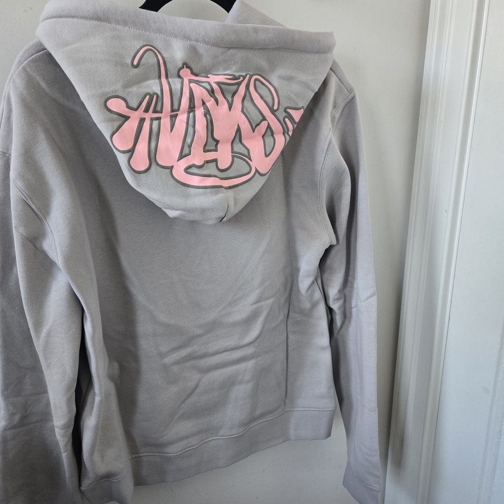 Gray Hoodie with Pink Accents